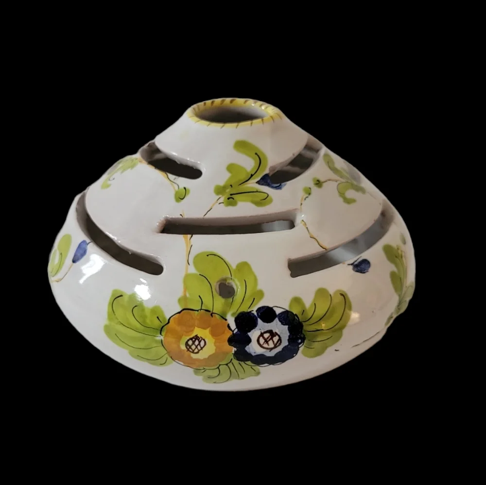 Italian Pottery Vase Flower Frog Hand Painted